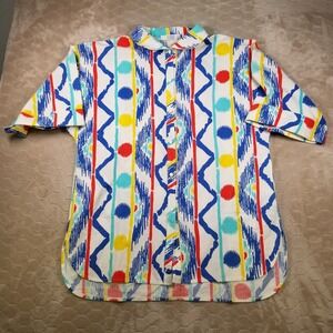 VTG 60's 70's Perfection Fit by Roxanne Button Up Beach Shirt Sz Lg Union Made
